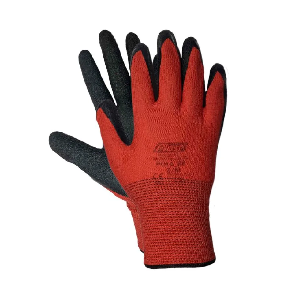 Arbeitshandschuhe , Montagehandschuhe Nylon Latex M-8 rot / schwarz, 12 Paar – Bild 2