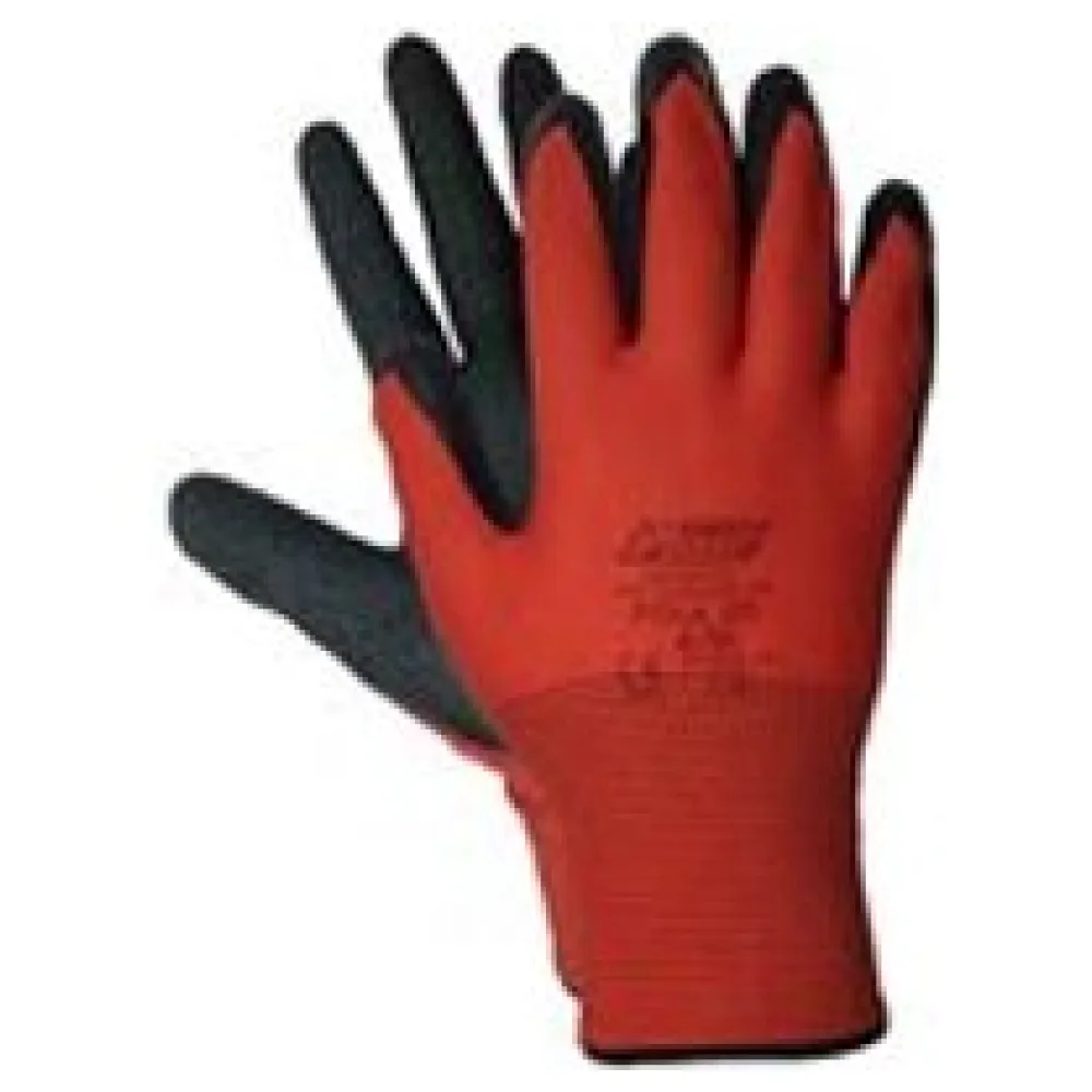 Arbeitshandschuhe , Montagehandschuhe Nylon Latex M-8 rot / schwarz, 12 Paar – Bild 3