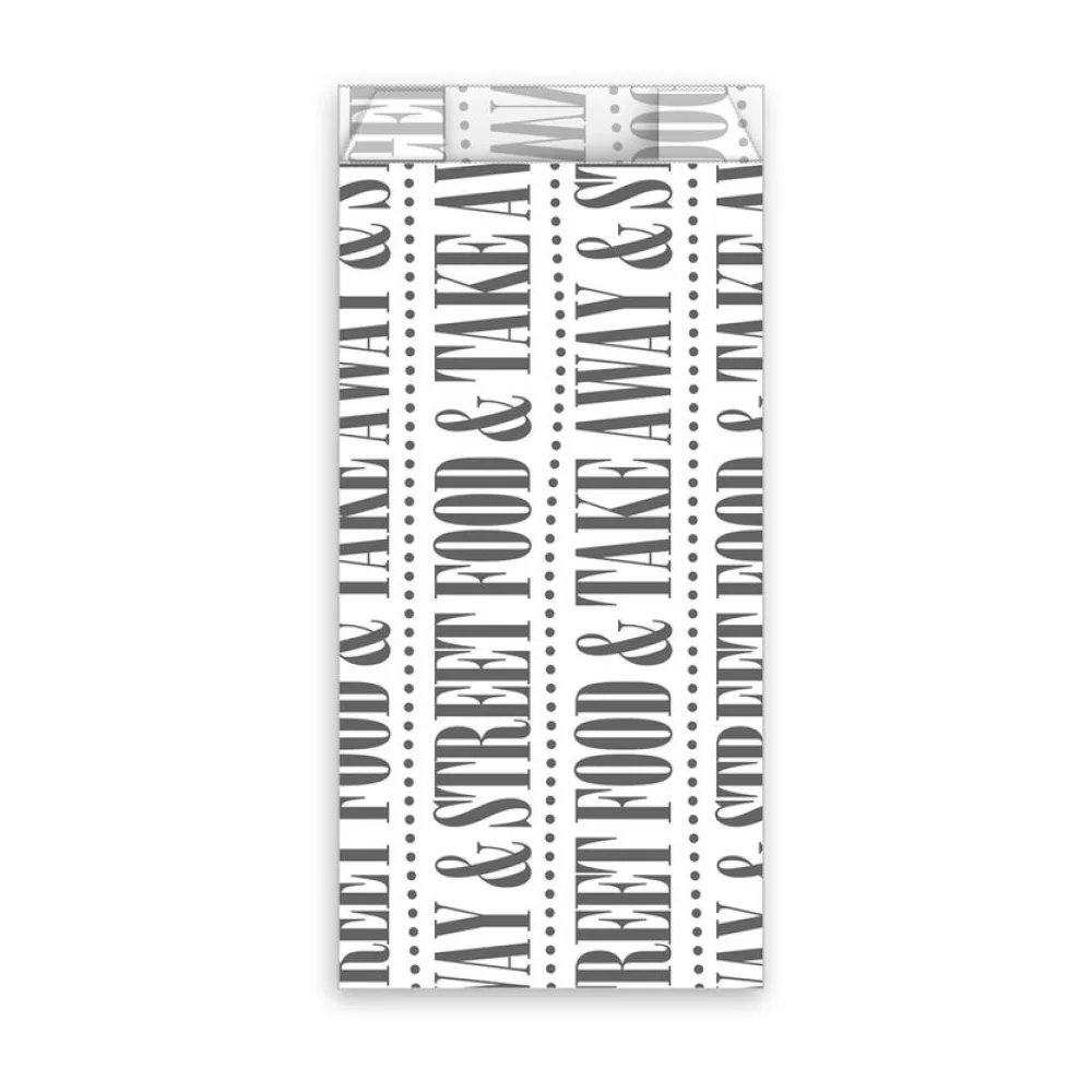 Papierbeutel FSC MIX fettdicht weiß mit Druck "Street Food & take away", 8+4 x 17 cm, 300 Stk. – Bild 2