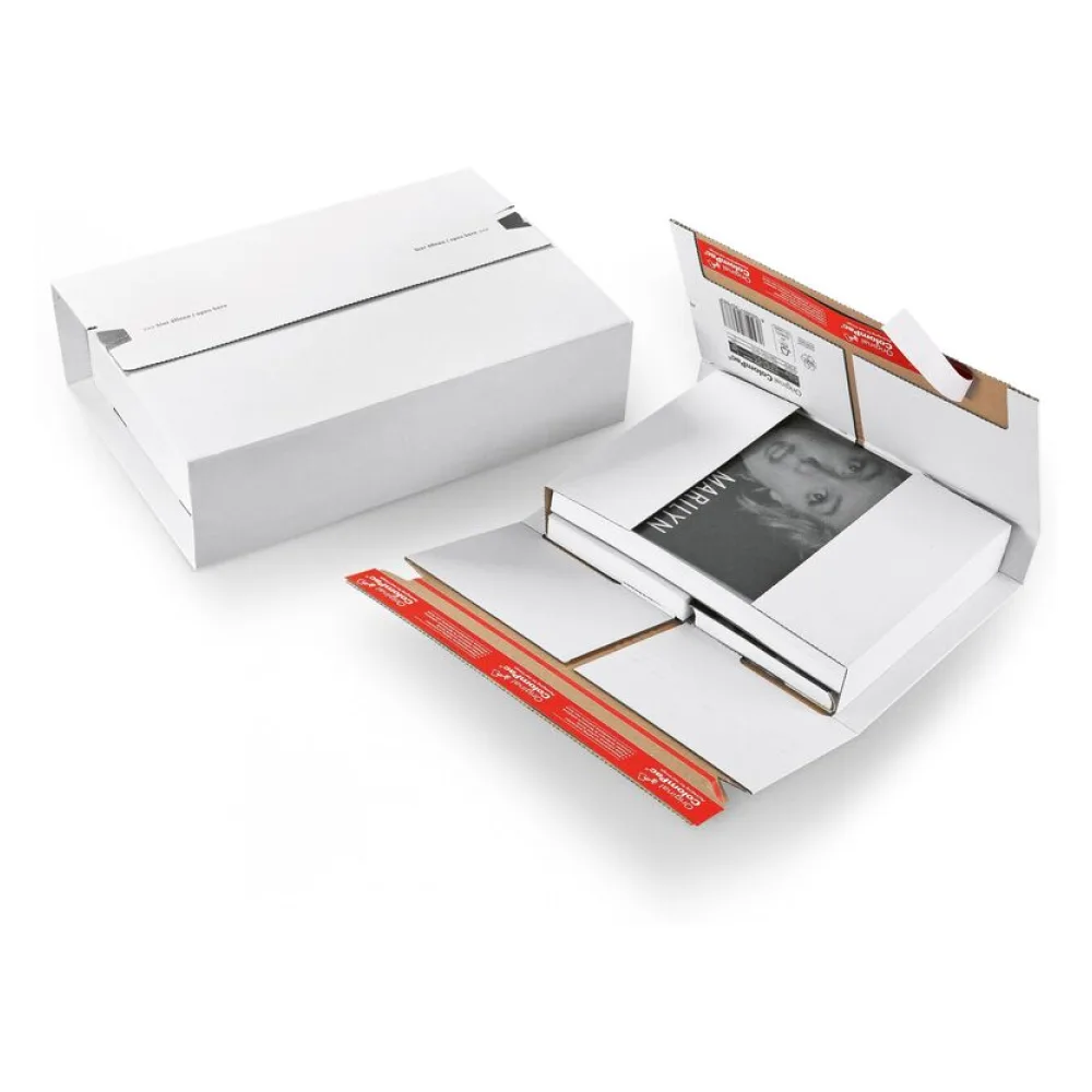 Universal-Versandverpackung 353 x 245 x -102mm mit doppeltem Selbstklebeverschluss & Aufreißfaden weiß – Bild 2