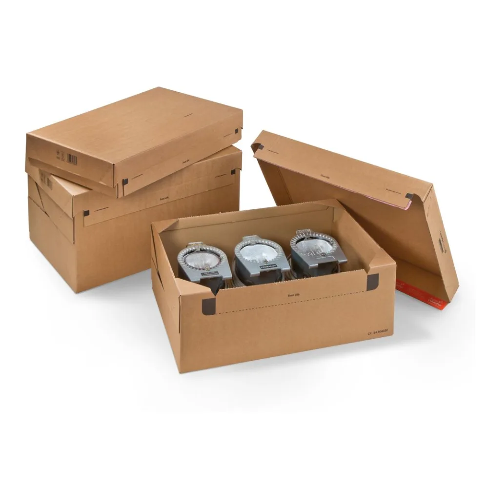 Euroboxen XL 600 x 400 x 200mm mit Deckel - Selbstklebeverschluss & Aufreißfaden braun – Bild 2