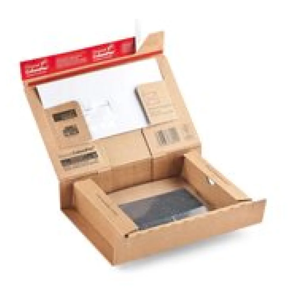 Fixtray für 5" Smartphone inkl. Versandkarton mit Selbstklebeverschluss & Aufreißfaden braun