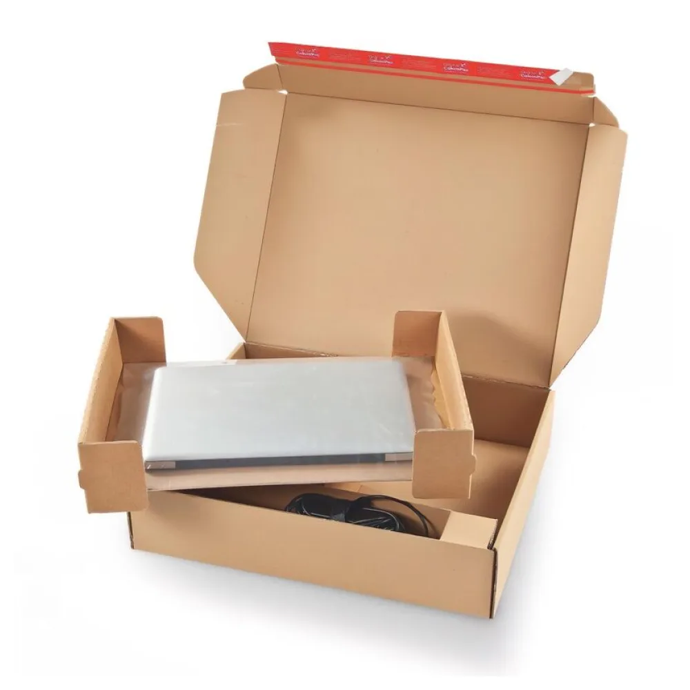 Fixtray für 17" Notebook inkl. Versandkarton mit Selbstklebeverschluss & Aufreißfaden braun – Bild 2
