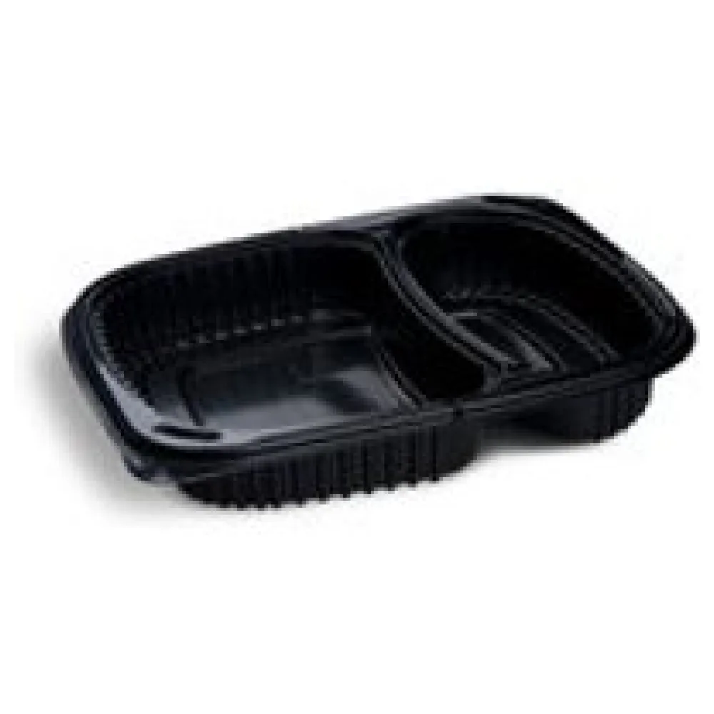 Mehrweg Menüschalen 2-geteilt 240 x 210 x 40 mm Mikrowellengeeignet schwarz 1100ml, 100 Stk. – Bild 3