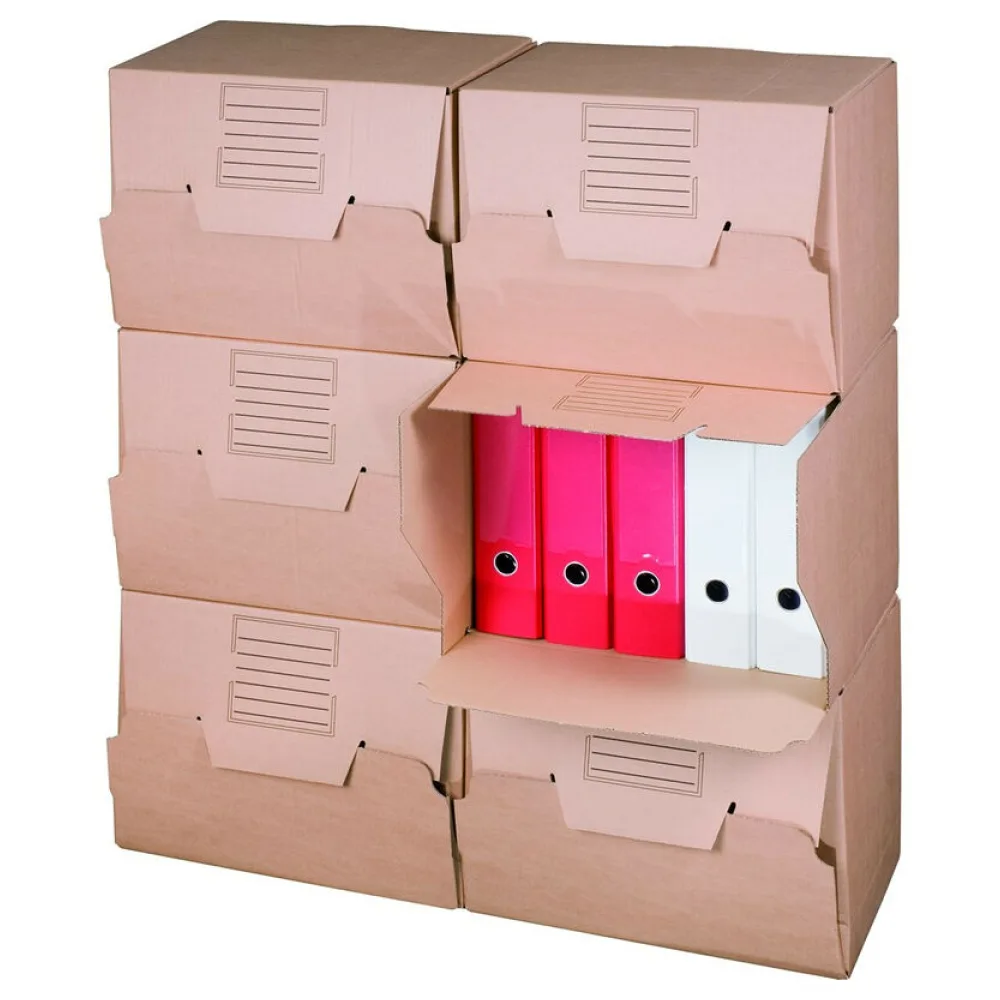 Archivboxen 426x326x295mm mit praktischen Tragegriffen, braun – Bild 2