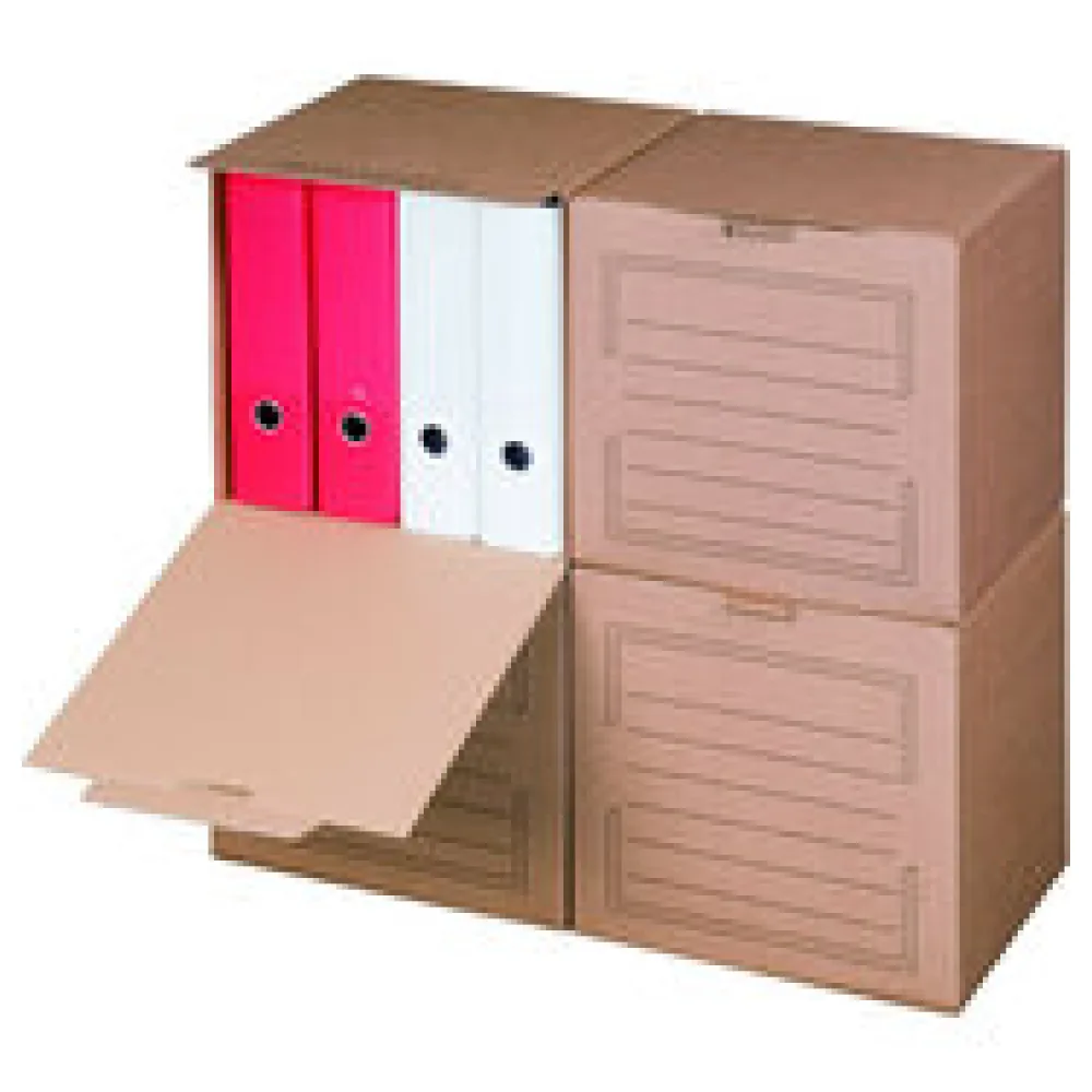 Archivboxen 334x297x330mm mit Frotklappe zur praktischen Befüllung in braun