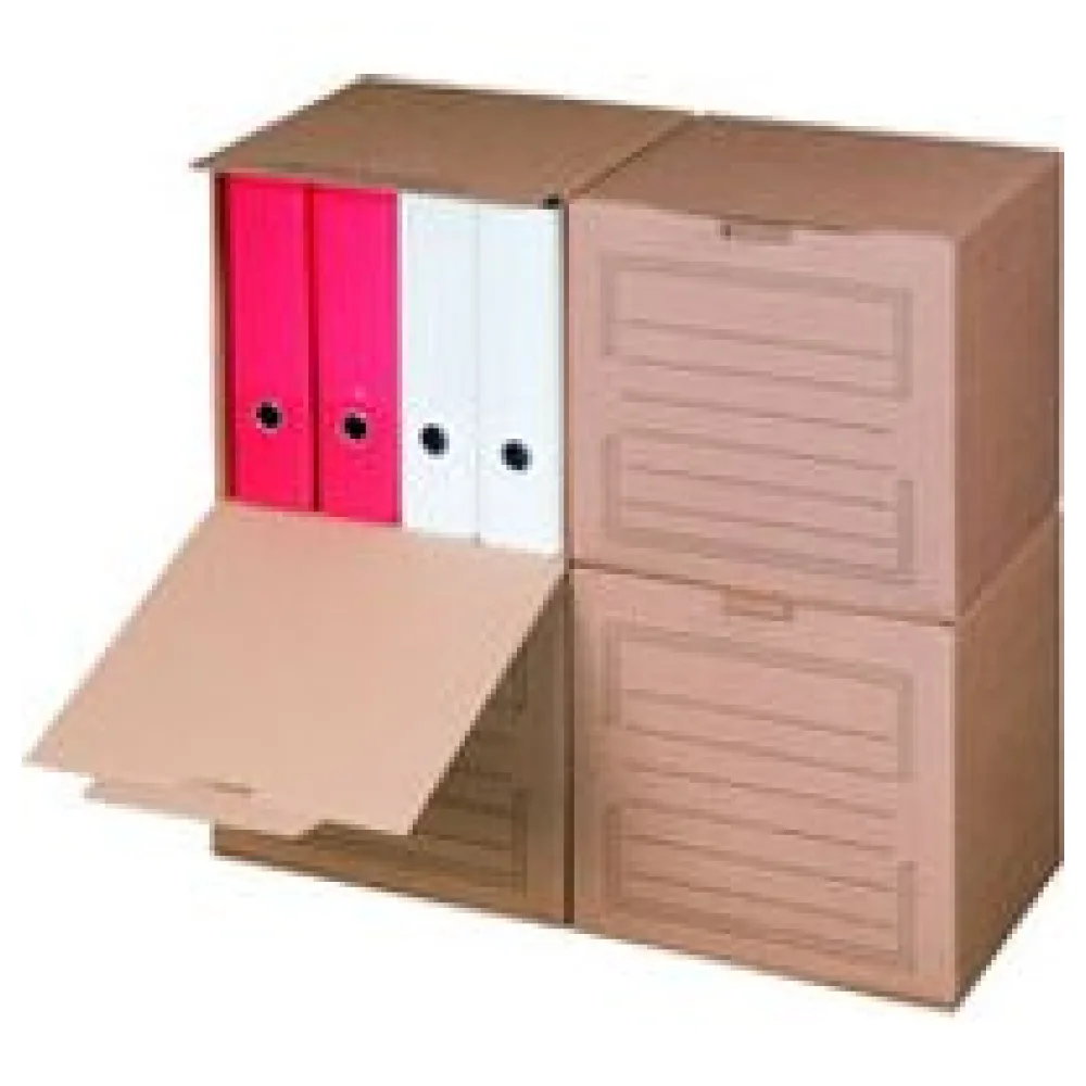 Archivboxen 334x297x330mm mit Frotklappe zur praktischen Befüllung in braun – Bild 3