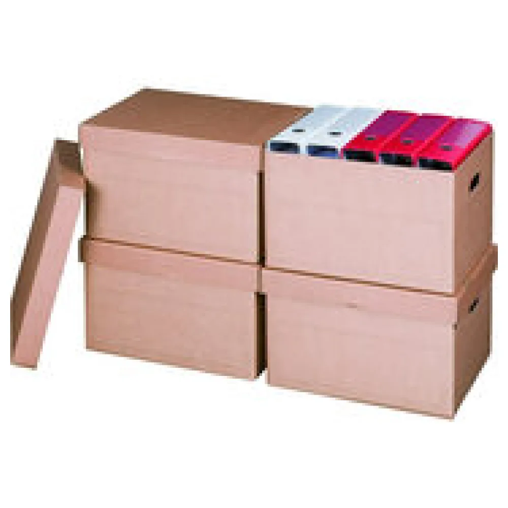 Archivboxen 413x330x266mm mit Stülpdeckel und praktischen Tragegriffen, braun