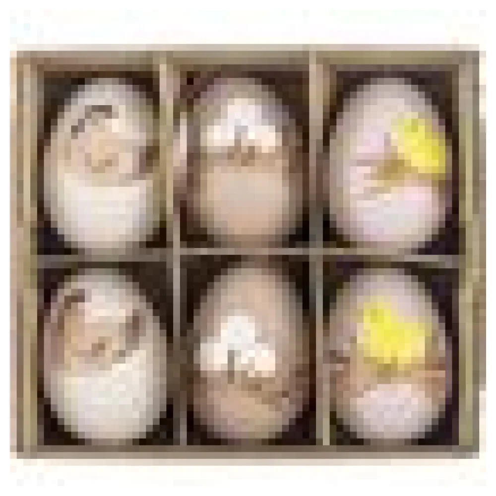 Ostereier Kunststoffeier braun mit Motiven Kunststoff Osterdeko 6cm, 6 Stk. – Bild 4