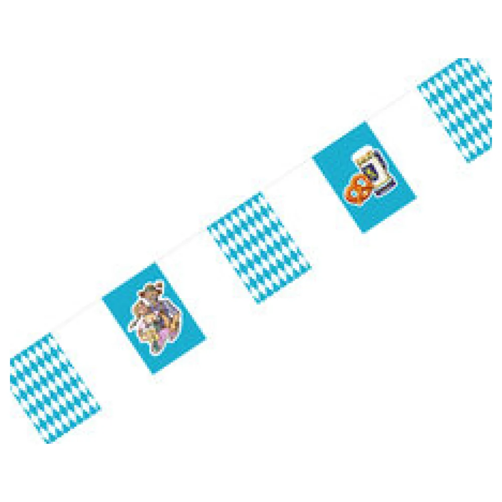 Wimpelkette Oktoberfest Bayerische Raute blau 8m