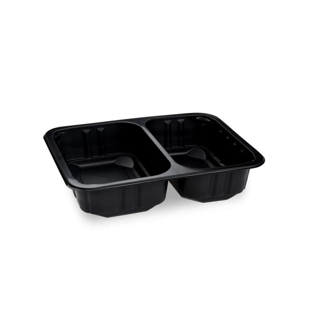Siegelschalen Menüschalen 2- geteilt 22,7 x 17,8 x 5 cm schwarz 1300ml, 320 Stk. – Bild 2