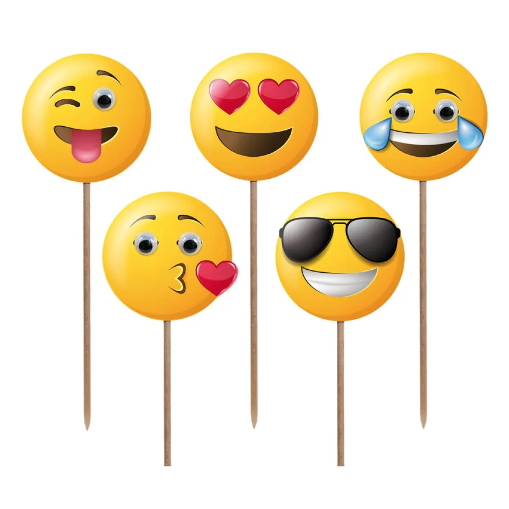 Deko-Picker "Emojis", 12cm, 100 Stk. – Bild 2