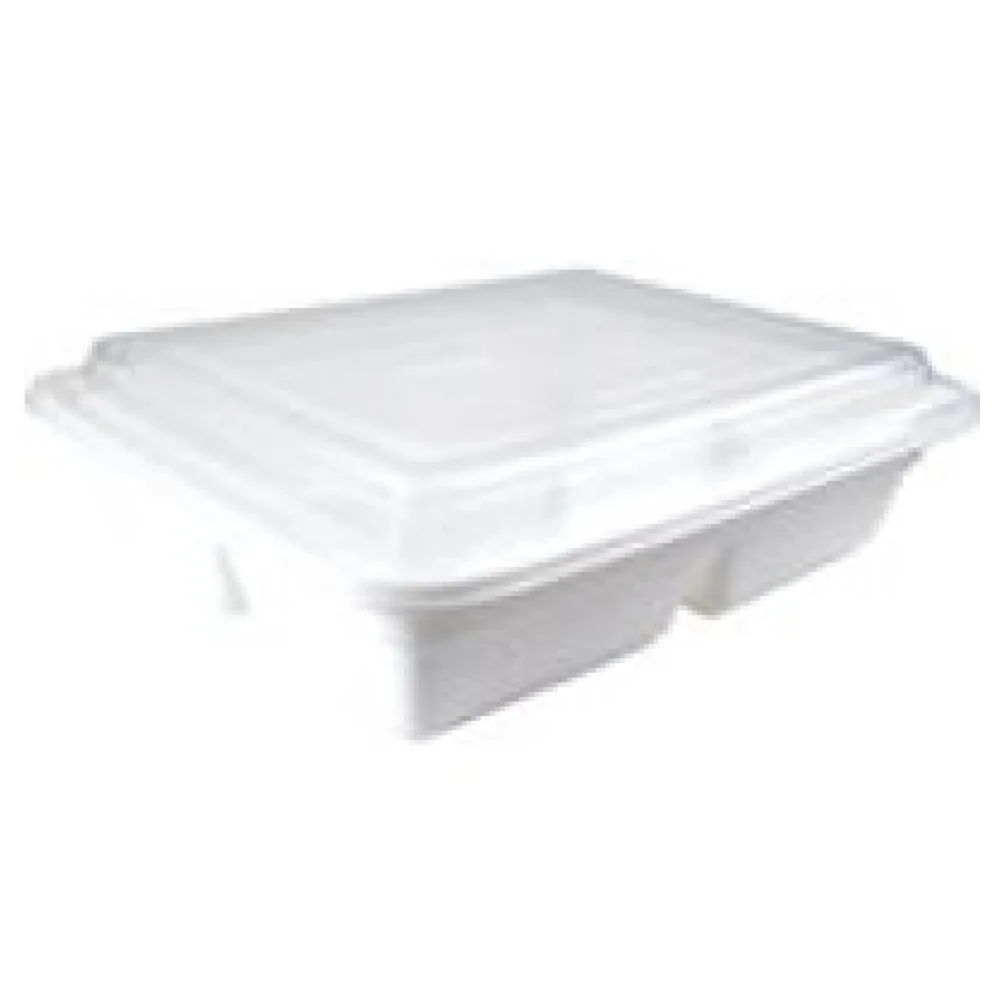 Mehrweg Menüboxen wiederverwendbar PP mit Deckel 3-geteilt weiß 23x18x6.5cm, 50 Stk. – Bild 3