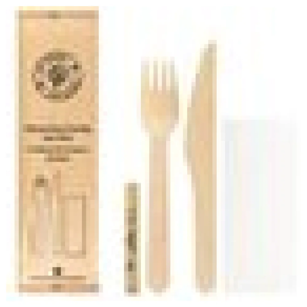 Bestecksets aus Holz 4 tlg. Inkl. Serviette Zahnstocher, 21cm, 25 Stk. – Bild 4