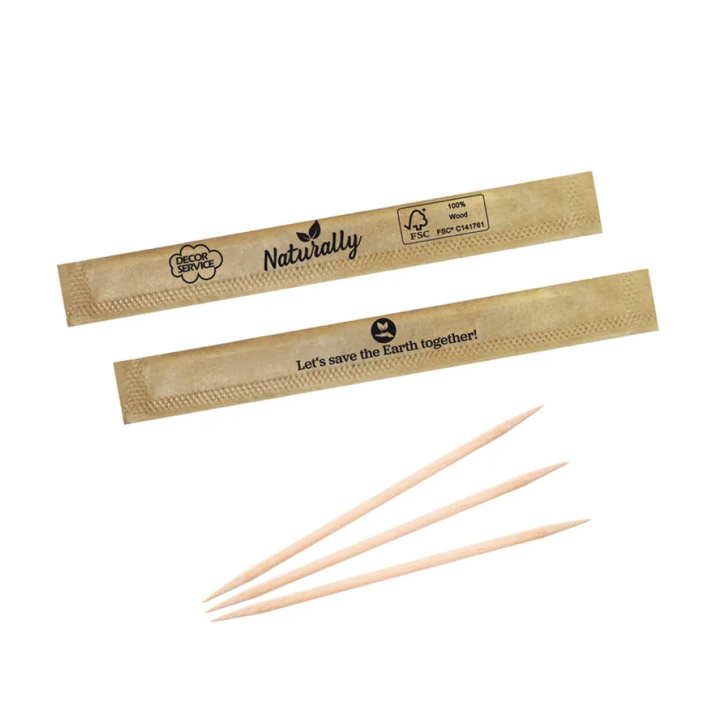 Zahnstocher aus Holz, rund, in ECO-Papier gehüllt, O2mm, 65mm, 1000 Stk. – Bild 2