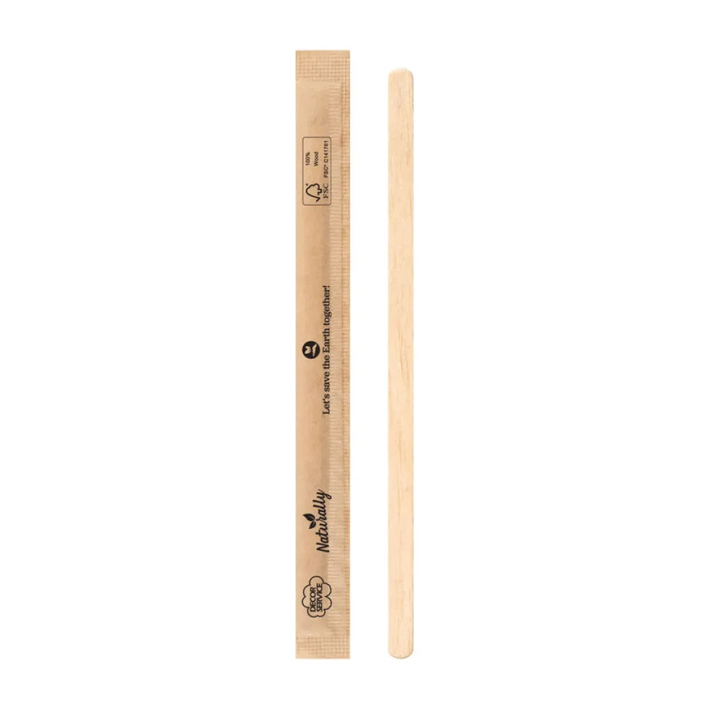 Rührstäbchen aus Holz, in Papier gehüllt, 14cm, 500 Stk. – Bild 2