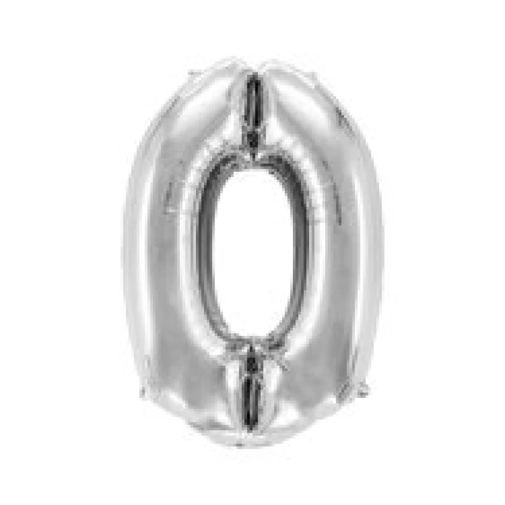 Folienballon Zahlenballon "Zahl 0" silber ca. 76cm, 1 Stk.
