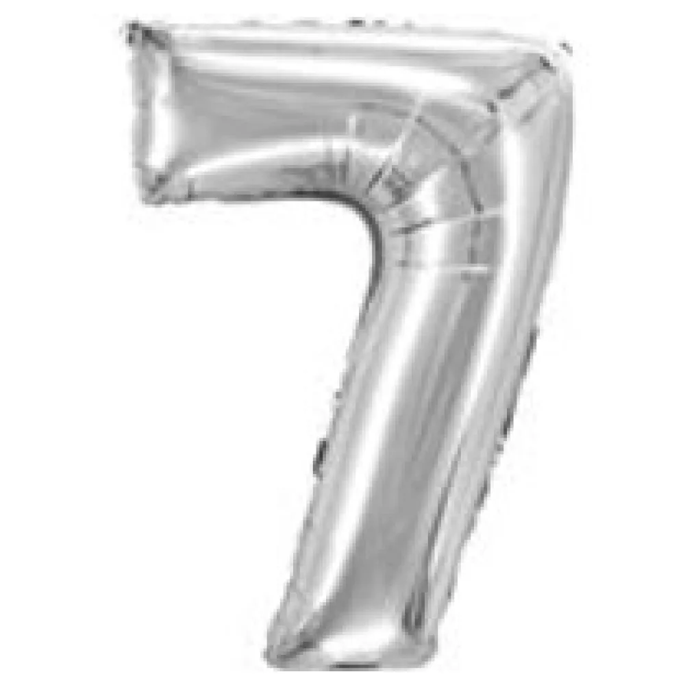 Folienballon Zahlenballon "Zahl 7" silber ca. 76cm, 1 Stk. – Bild 3