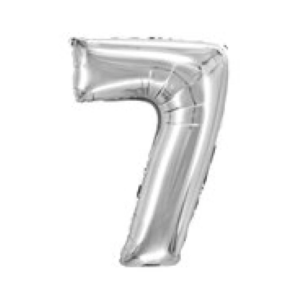 Folienballon Zahlenballon "Zahl 7" silber ca. 76cm, 1 Stk.
