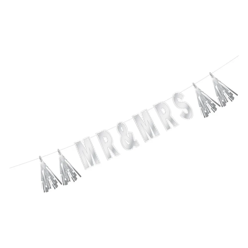 Buchstaben-Girlande "Mr & Mrs", silber, 1.2m, 1 Stk. – Bild 2