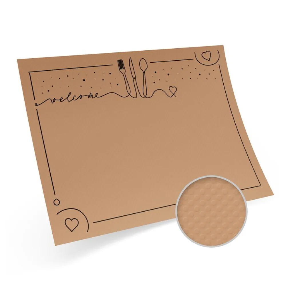 Tischset Platzset aus Kraftpapier 40 x 30 cm, braun bedruckt "welcome", 200 Stk. – Bild 2