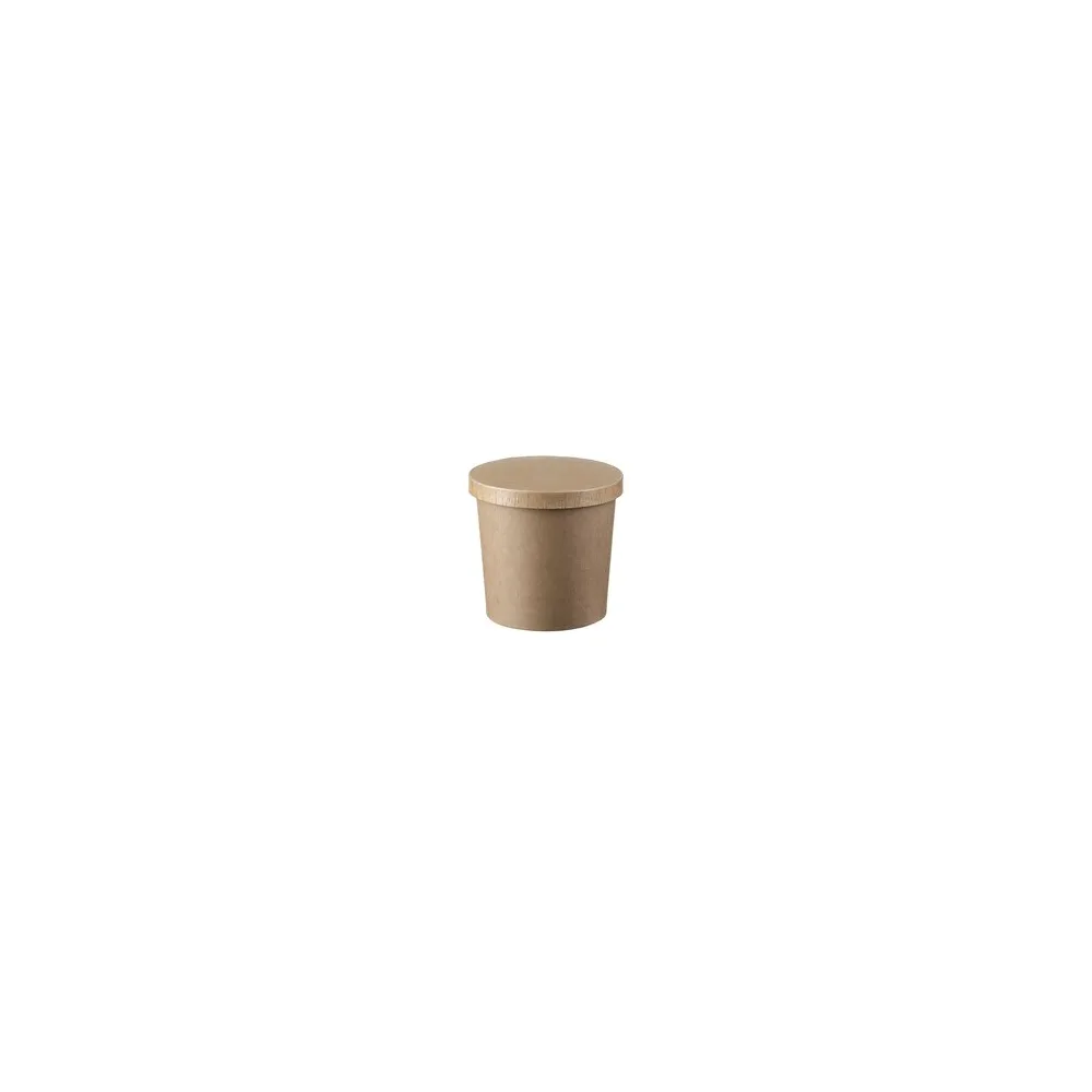 Eisbecher Feinkostbecher aus Pappe Kraftpapier FSCR rund 350ml braun mit Deckel, 50 Stk.