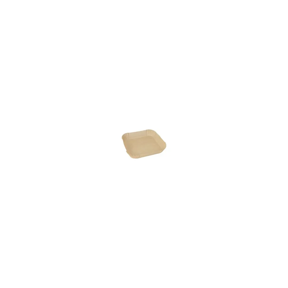 Backpapierzuschnitte für Heißluftfritteusen Mikrowelle Backofen 23 x 23 x 4,5cm braun, 100 Stk.