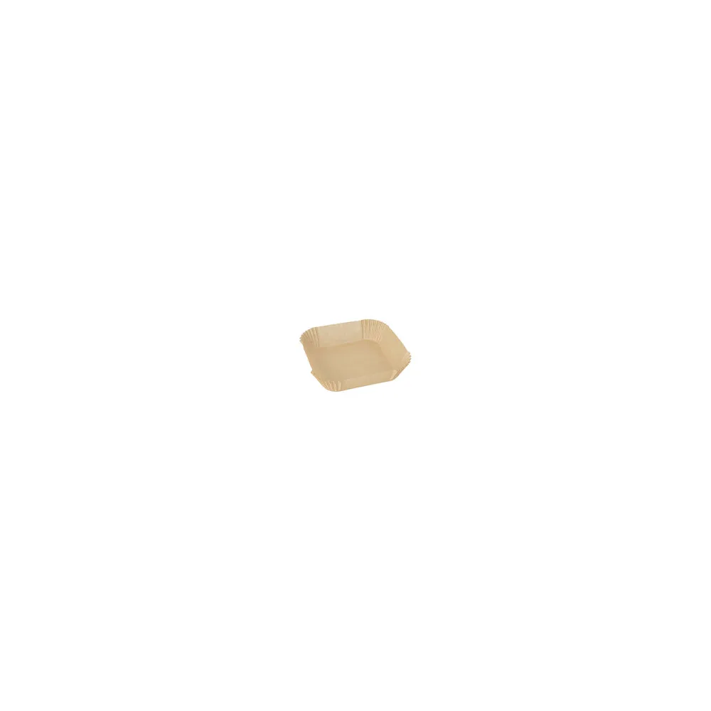 Backpapierzuschnitte für Heißluftfritteusen Mikrowelle Backofen 16 x 16 x 4,5cm braun, 100 Stk.