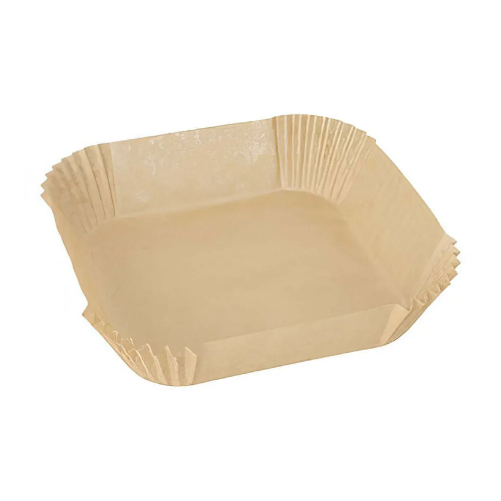 Backpapierzuschnitte für Heißluftfritteusen Mikrowelle Backofen 16 x 16 x 4,5cm braun, 100 Stk. – Bild 2