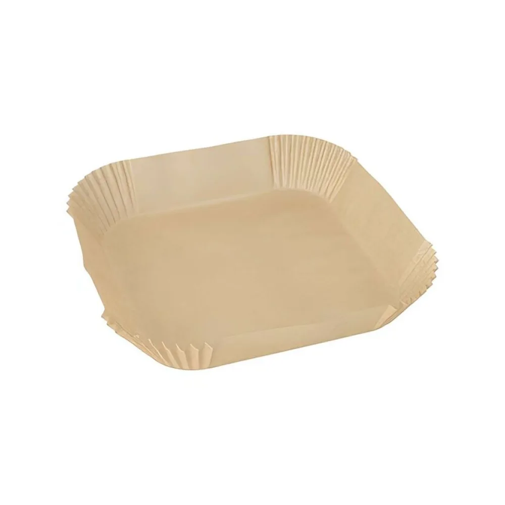 Backpapierzuschnitte für Heißluftfritteusen Mikrowelle Backofen 20 x 20 x 4,5cm braun, 100 Stk. – Bild 2
