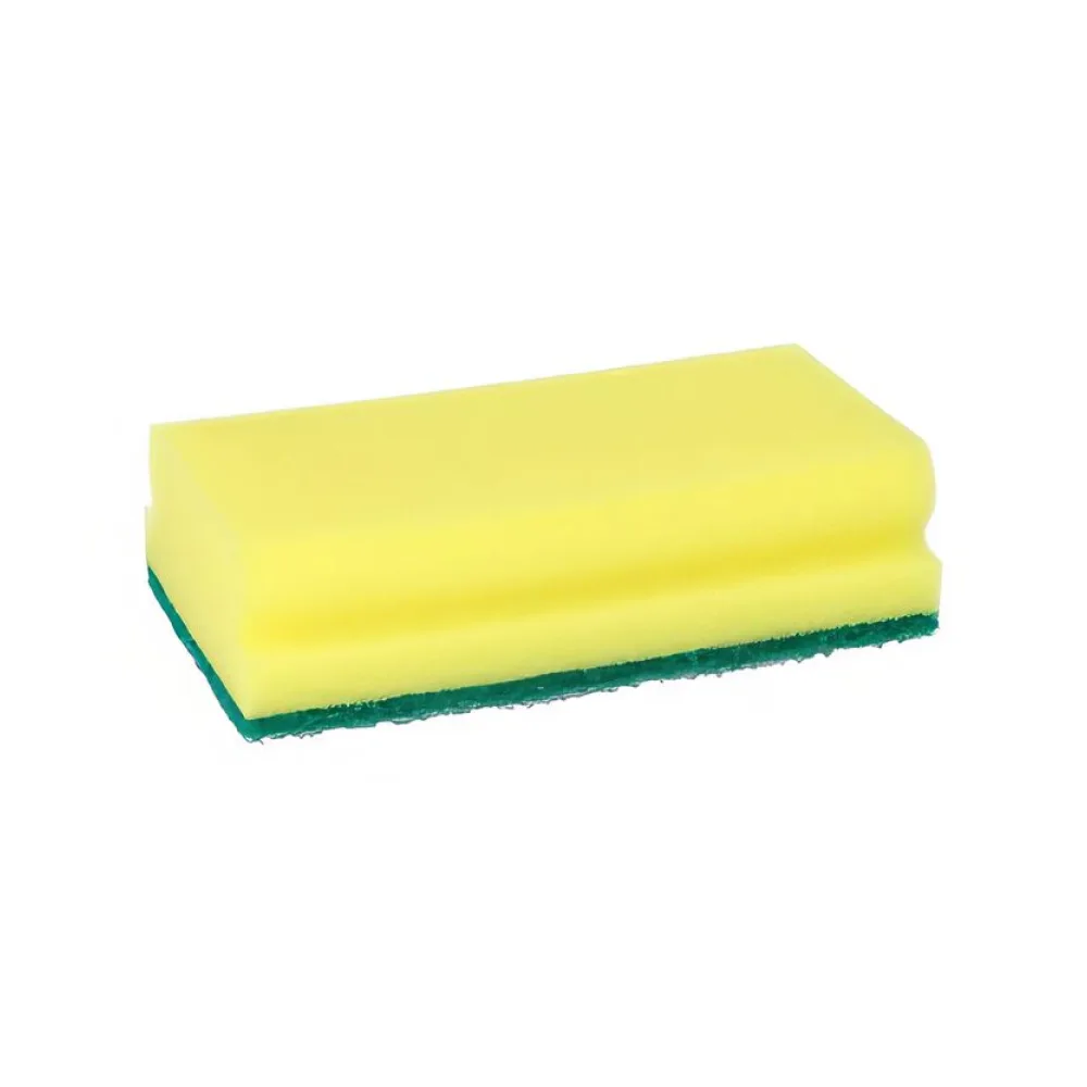 Topfreiniger Abwaschschwämme eckig 4,1x 14,8x 8,5 cm gelb/grün mit Griffrille kratzend, 3 Stk. – Bild 2