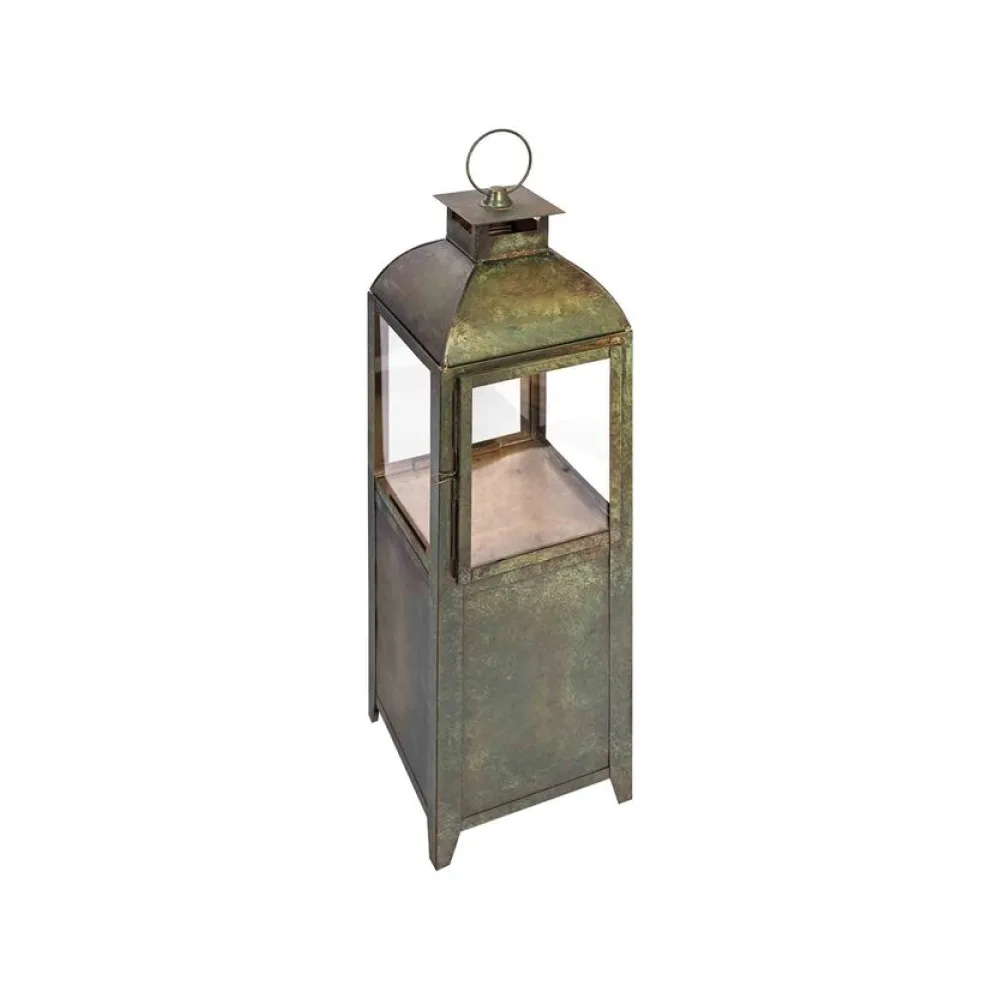 Laterne "Patina" aus Metall/Glas, grün, 68cm, 1 Stk. – Bild 2