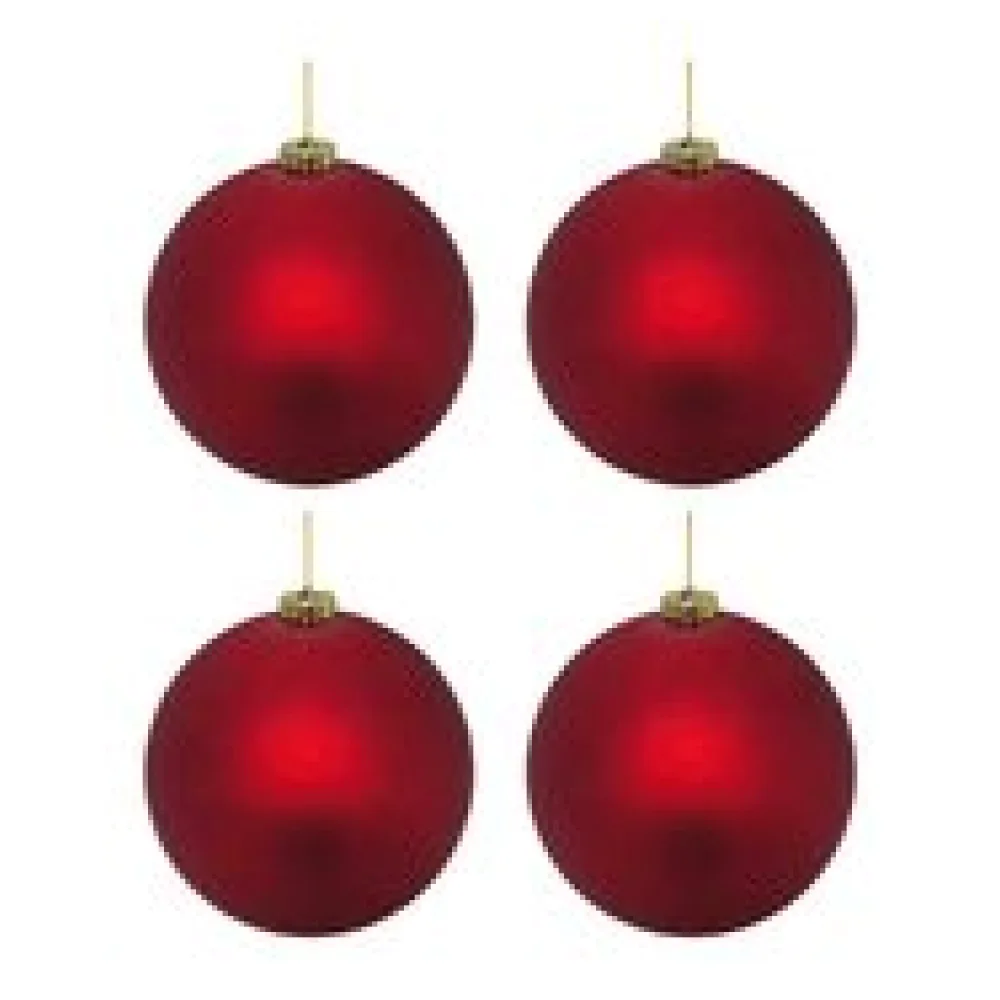 Weihnachtskugeln Christbaumkugeln aus Kunststoff rot matt, O10cm, 4 Stk.