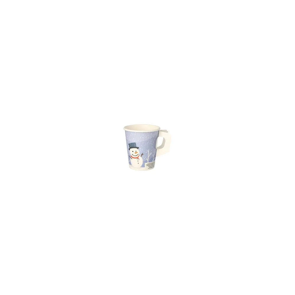 BIO Henkelbecher Kaffeebecher Glühweinbecher Wintermotiv Schneemann 200 ml, 50 Stk.