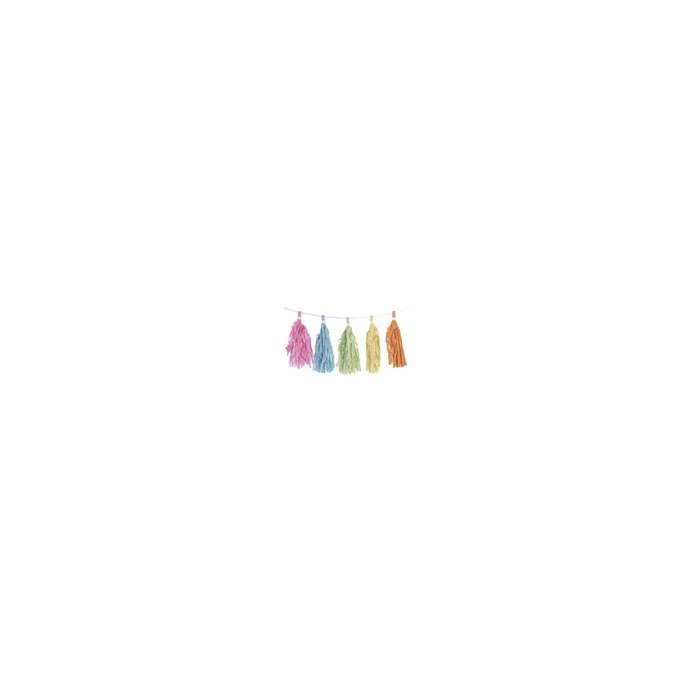 Tassel-Girlande "Pastellfarben" aus Papier schwer entflammbar 3m, 1 Stk.