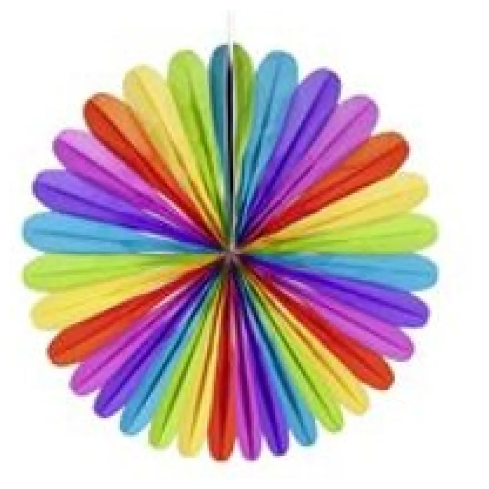 Rosette "Farbenspiel" aus Papier schwer entflammbar O70cm, 1 Stk. – Bild 3