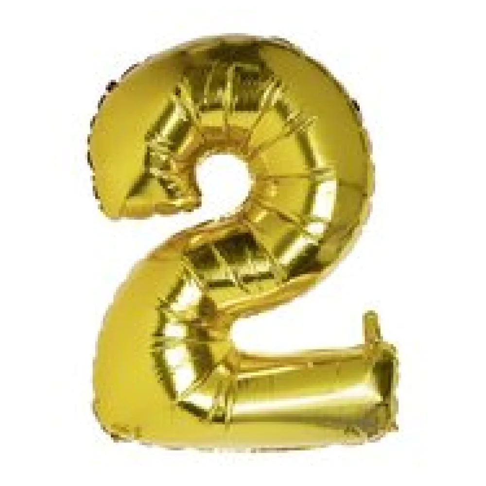 Folienballon Zahlenballon "Zahl 2" gold ca. 104cm, 1 Stk.