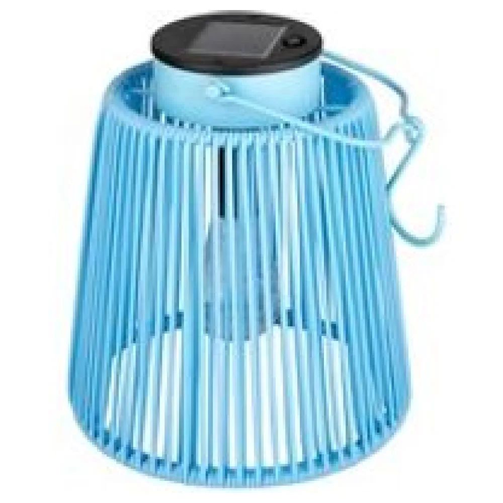Solarlaterne Gartenlaterne Outdoor aus Metall LED pastellblau, 22cm – Bild 3