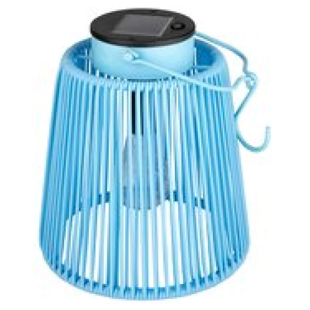 Solarlaterne Gartenlaterne Outdoor aus Metall LED pastellblau, 22cm