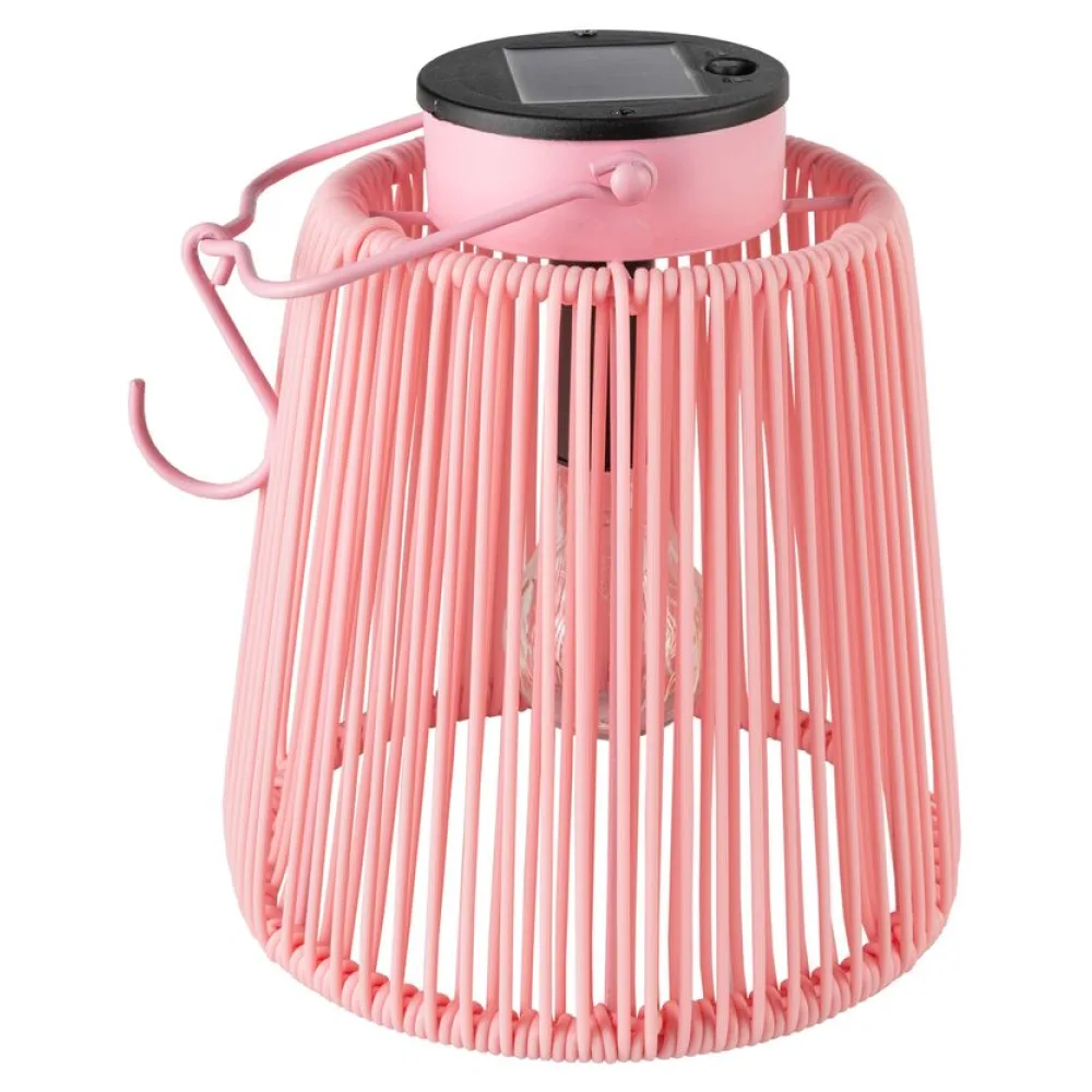 Solarlaterne Gartenlaterne Outdoor aus Metall LED pastellrosa, 22cm – Bild 2