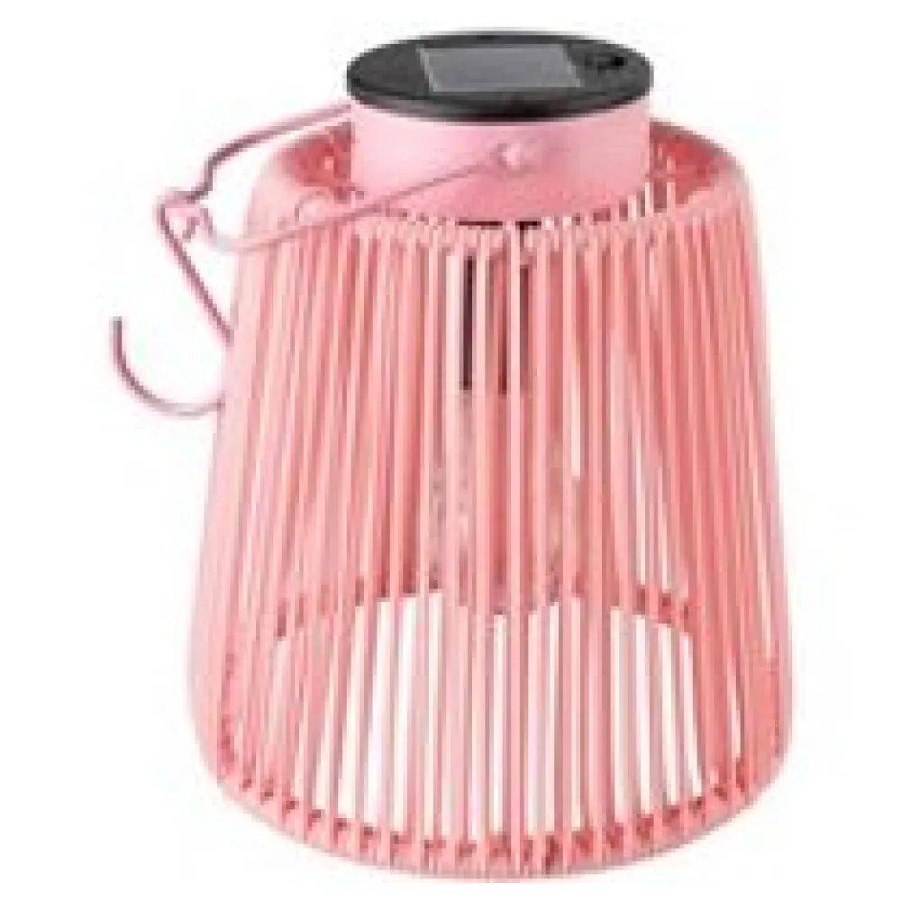 Solarlaterne Gartenlaterne Outdoor aus Metall LED pastellrosa, 22cm – Bild 3