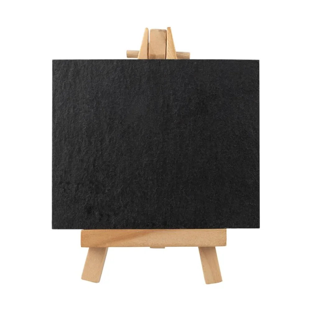 Mini-Staffelei mit Kreidetafel "Naturstein" aus Schiefer/Holz natur 8x10cm – Bild 2