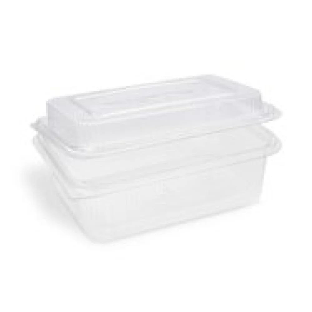 Rechteckbecher klar mit Deckel 1500 + 450 ml (rPET), 50 Stk.