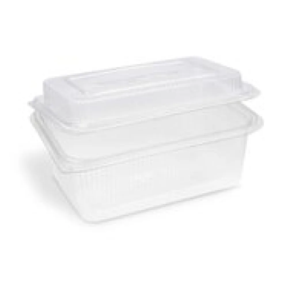 Rechteckbecher klar mit Deckel 2000 + 450 ml (rPET), 50 Stk.