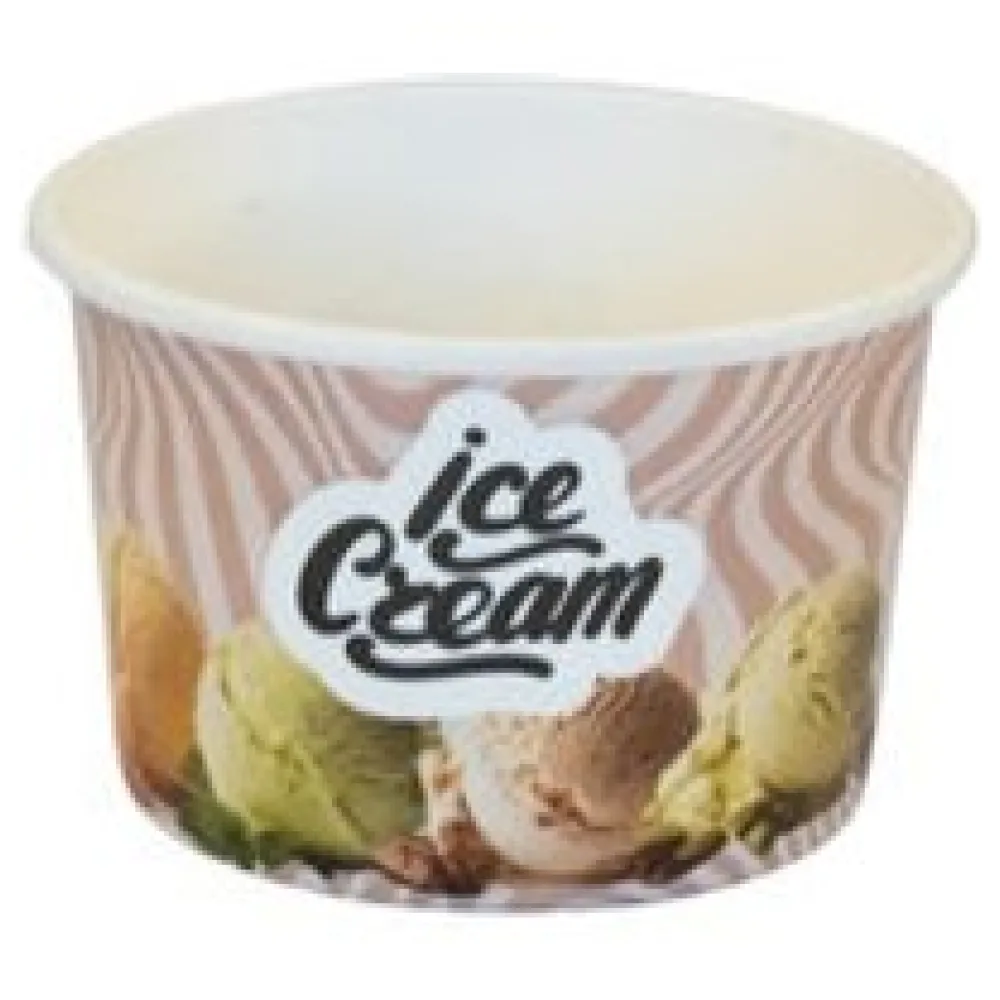 Eisbecher aus Pappe Papierbecher 140 ml bedruckt "ICE CREAM" O70 mm, 50 Stück – Bild 3