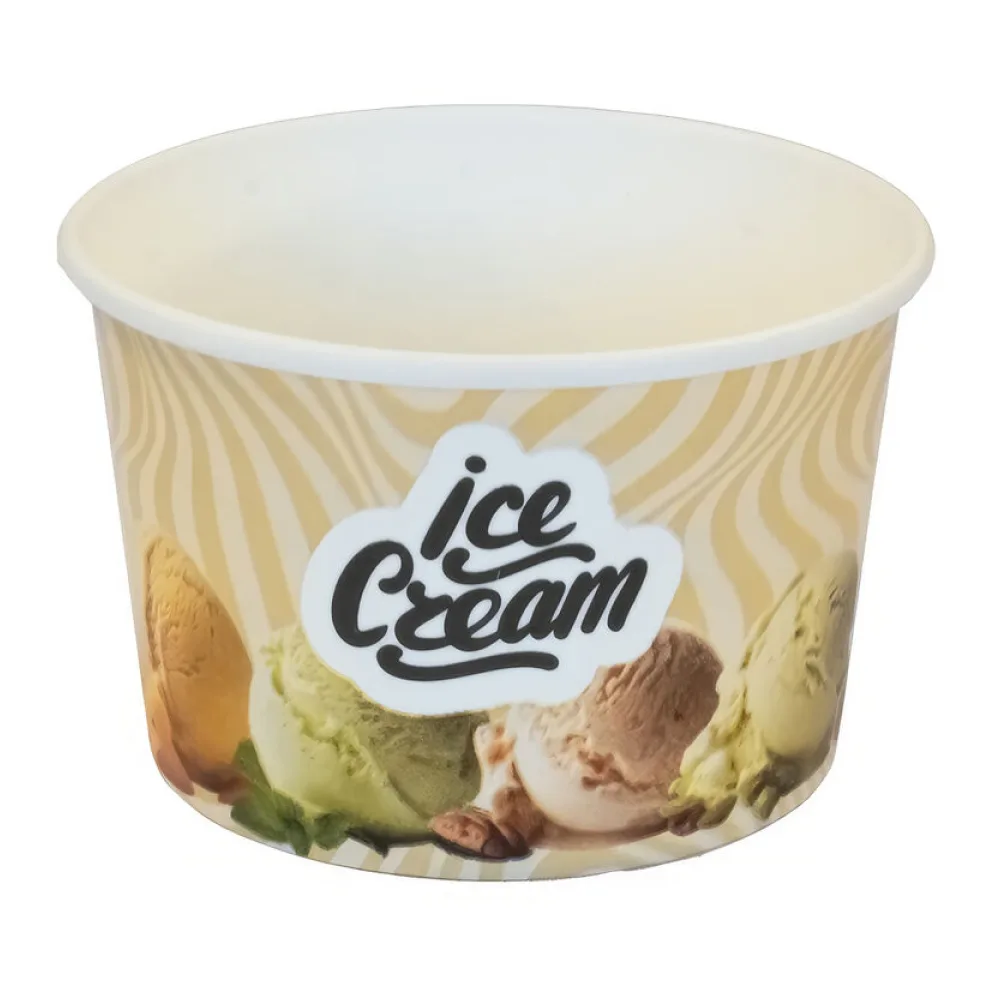 Eisbecher aus Pappe Papierbecher 175 ml bedruckt "ICE CREAM" O85 mm, 50 Stück – Bild 2