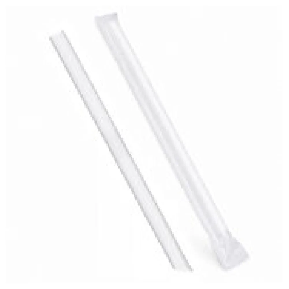 Mehrwegtrinkhalme für BUBBLE TEA JUMBO transparent, einzeln gehüllt 20cm O12 mm, 100 Stk.