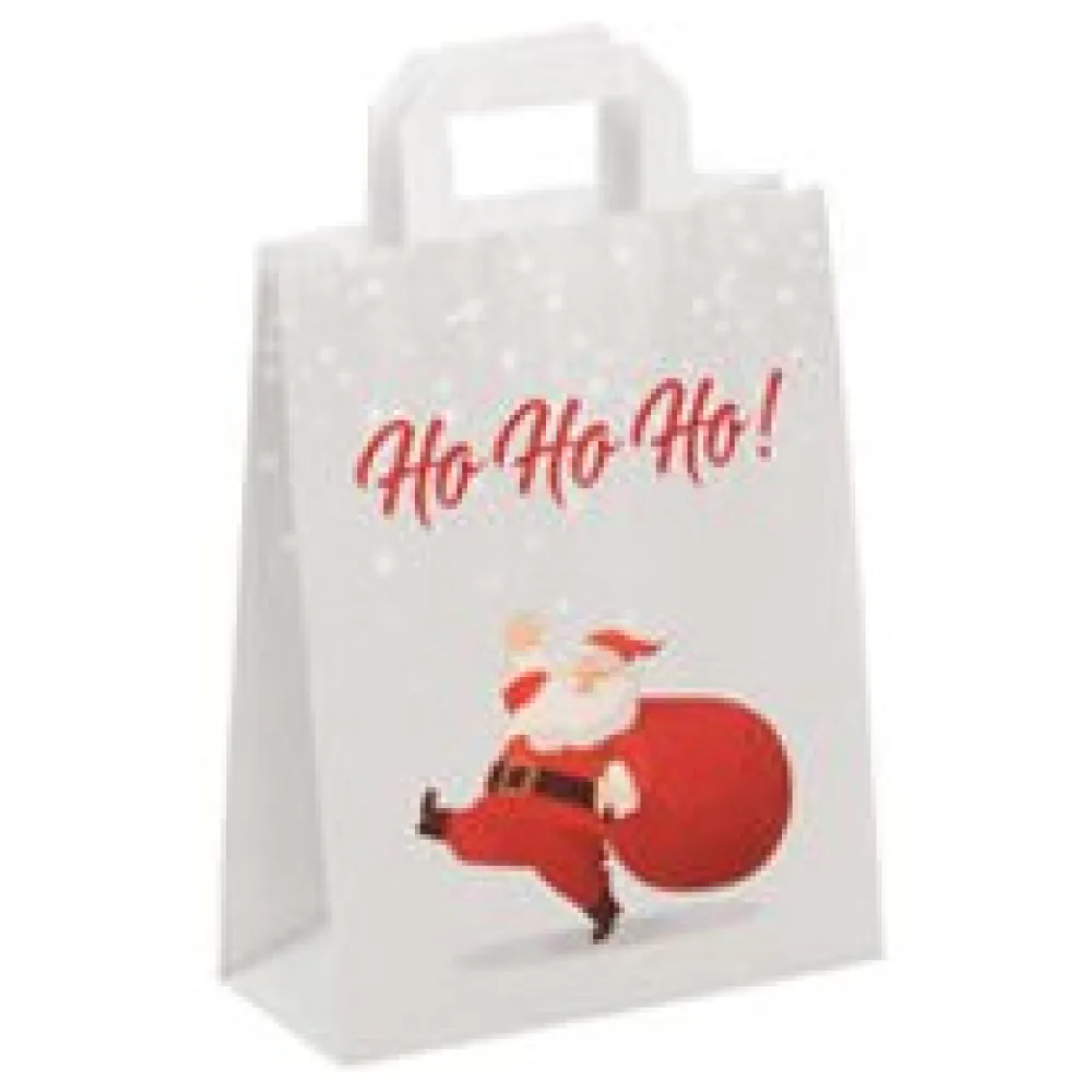 Papiertragetaschen aus Kraftpapier 220+100x280mm Motiv Weihnachtsmann Santa Claus – Bild 3