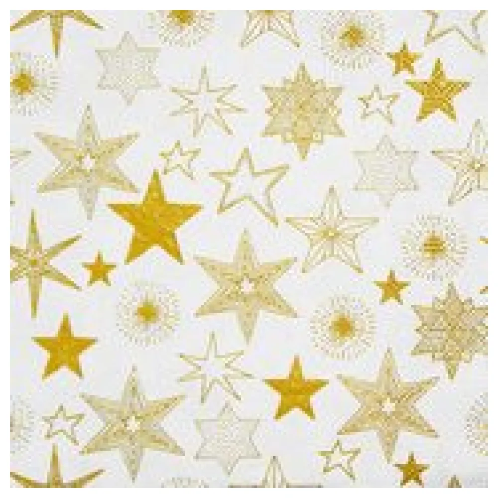 Weihnachtsservietten 3-lagig 33 x 33 cm goldene Sterne, 20 Stk.