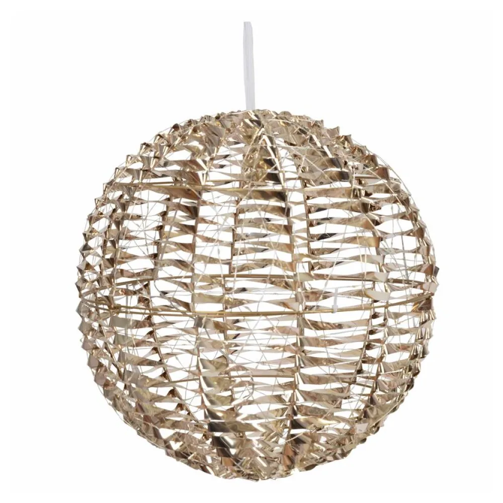 Kugel aus Metall/PET gold, mit LED, warmweiß, O40cm – Bild 2